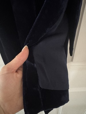 j crew blue velvet dress J. Crew Velvet Wrap Dress Long Sleeve Drapy Navy Blue Women's Size 4P