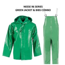 NEW! Neese Radians Chem Shield 96 Series Jacket w/ Hood & Bibs Green Size: Large