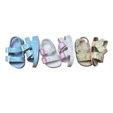 Wonder Nation Infant Girls Floral Sandals Bundle 3 Pairs Size 2 Blue White Pink