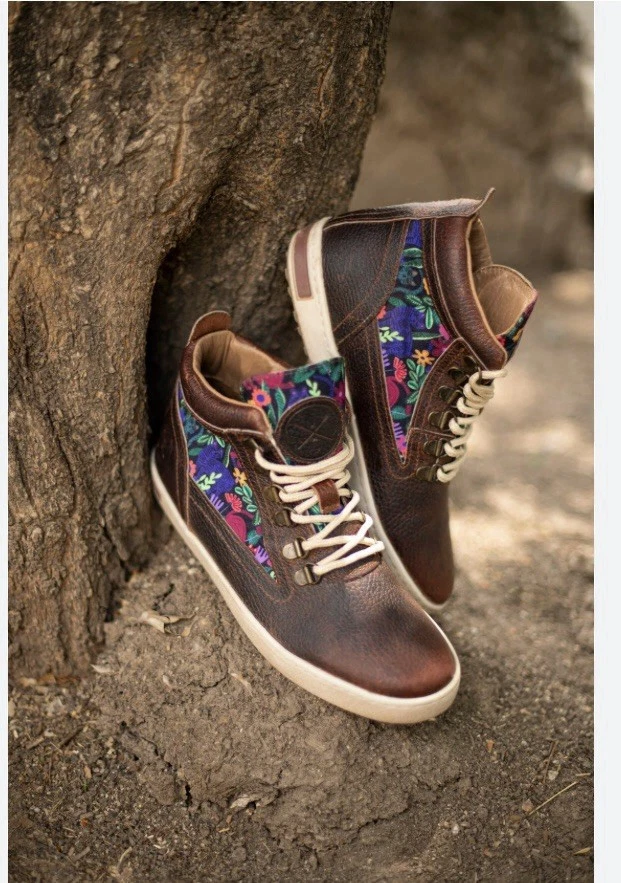 Inkkas Brown Leather Camping Boot High Top Lace-Up Sneakers Women 10 Men 8