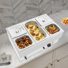 1.5KW 5-Pan Steam Table Compartments Electric Soup Warmer 86-230℉ Food Warmer