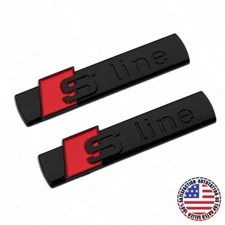 2pcs Gloss Black S-LINE Sline Fender Marker Logo Emblem Decal Badge Decoration