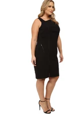 Mynt 1792 Moto 26W Sleeveless Asymmetrical Neck Stretch Crepe Black Msrp $268.