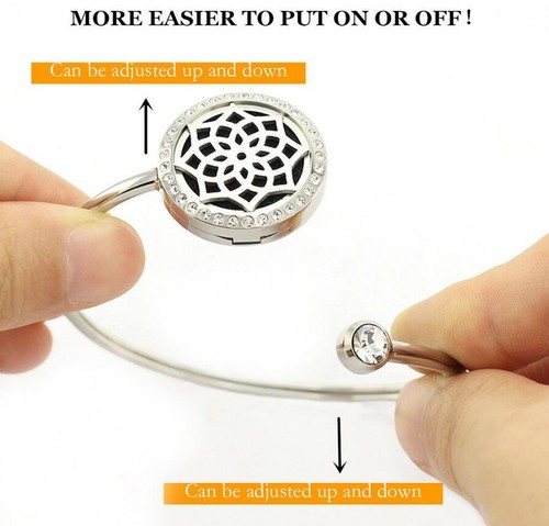 25mm  Rotatable Perfume Bangle Bracelet  Diffuser Essential Aromatherapy Locket - Picture 2 of 209
