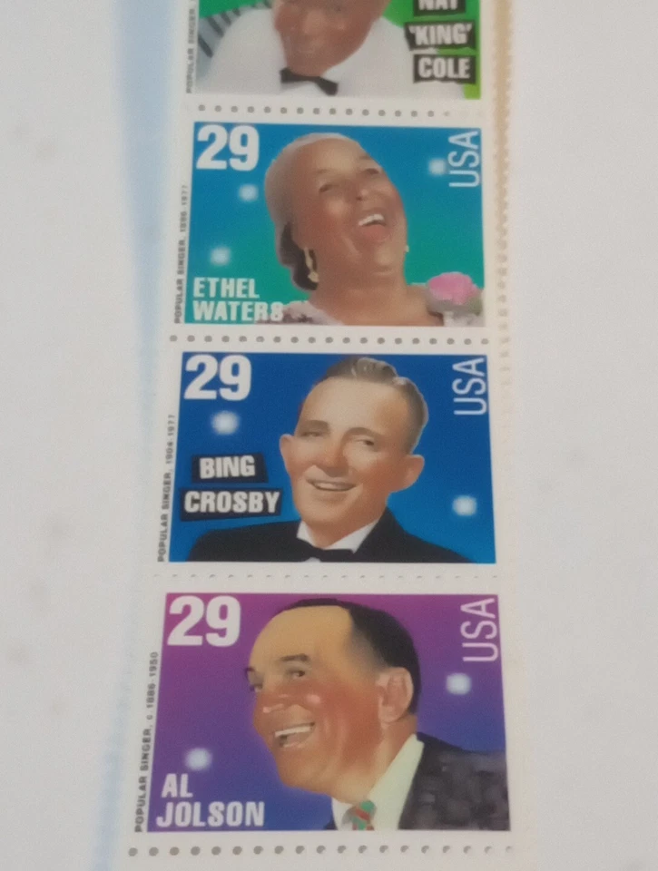 29 CENT MINT NH OG POPULAR SINGERS 5 STAMP STRIP FV 1.45 CV 8.25 - Image 3 of 4