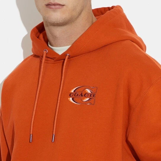 COACH Felpa con cappuccio da uomo arancione sfumata (CE334) taglia M $328