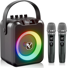 Wireless Karaoke Machine with 2 Mics, Voice Changer  Bluetooth Speaker