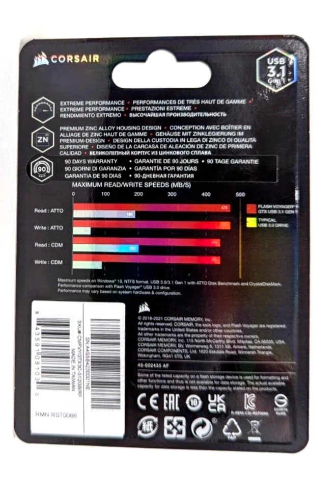 CORSAIR Flash Voyager GTX 512GB USB 3.1 Premium Flash Drive CMFVYGTX3C-512GB - Image 4 of 4