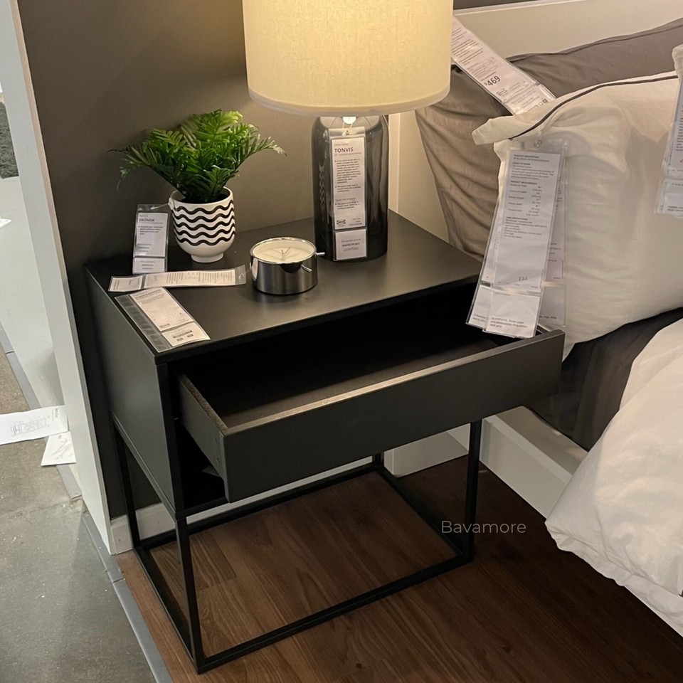 IKEA VIKHAMMER Nightstand, Black 23⅝"x15⅜" BRAND NEW eBay