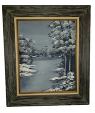 Vintage Nice  Oil On Canvas Landscape Painting By Artist Barbara North, Framed