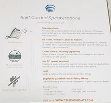 AT&T CL2909 Corded Phone with Speakerphone & Caller ID/Call Waiting WHITE