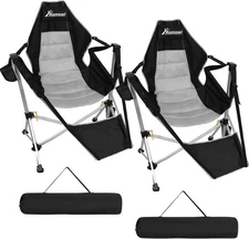 2-Pack Aluminum Hammock Chairs with Footrest – Oversized Portable Swing Seats