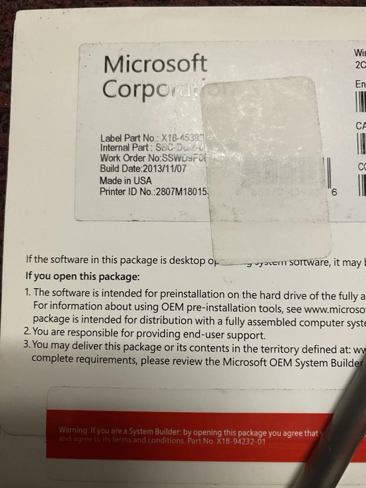 X18-45392 Microsoft Windows SVR STD 2012 x64 English Software DVD 2CPU/2VM - Image 2 of 3