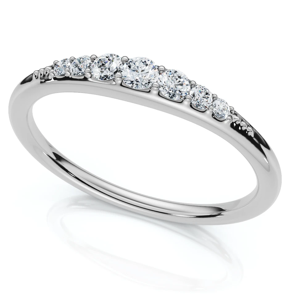 Обручальное кольцо Stackable с градуированным бриллиантом на годовщину свадьбы золото 14 карат или выращенное в лаборатории - Изображение 3 из 4