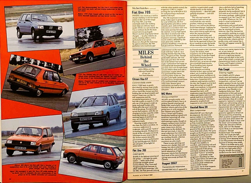AUTOCAR MAGAZINE 14-APR-84 - MG Metro, Nova SR, Chevrolet Corvette, Fiat Uno 70S - Image 4 of 4