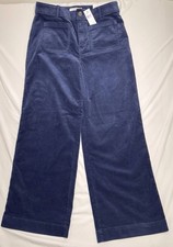 NWT Loft The Palmer Wide Leg High Rise Blue Corduroy Pants Womens Size 8