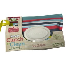 Huggies Natural Care Clutch  Clean Refillable Clutch with 32 Count Wipes NEW