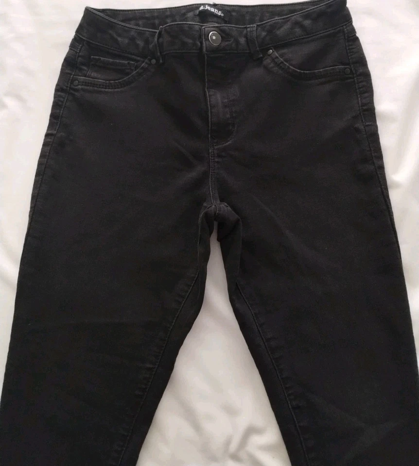 WOMEN'S d.Jeans BLACK SLIM JEGGING STRETCHY DENIM JEAN PANTS SIZE 12 x 26L ANKLE - Image 2 of 4
