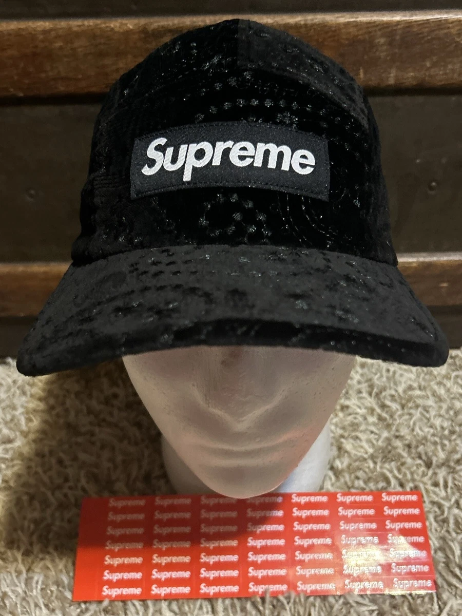 🔥Supreme Velvet Paisley Camp Cap| Black| FW23| Camp Cap