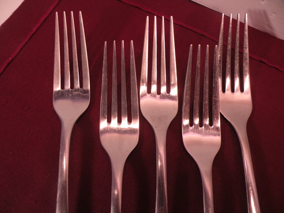 Set Of 5 Stainless Dinner Forks Pfaltzgraff Atrium Flatware 8 3/8" - Image 2 of 4