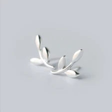 925 Silver Cartilage Earring Stud Tiny Leaf helix post Women Girl PE40