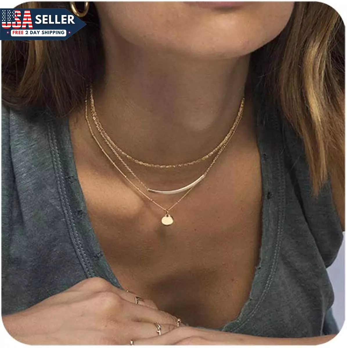 Dainty layered outlet choker necklace
