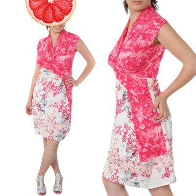 Muchacha Boutique Kleid Gr. S 36 Wickeloptik Kirschblüten Japan Stil Sommer