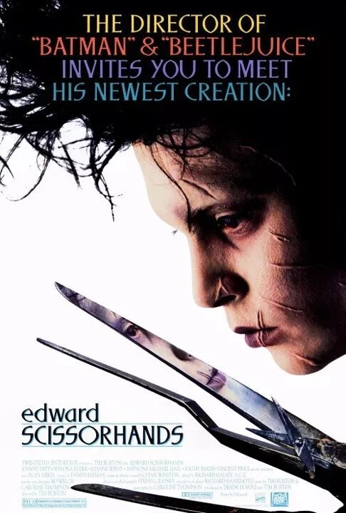 EDWARD SCISSORHANDS ORIGINAL ROLLED 27x40 MOVIE POSTER JOHNNY DEPP 1990 RYDER
