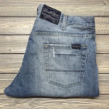 Vintage Levis Low Slim Bootcut Distressed Blue Jeans Men Sz 36x32 Light Wash Y2K