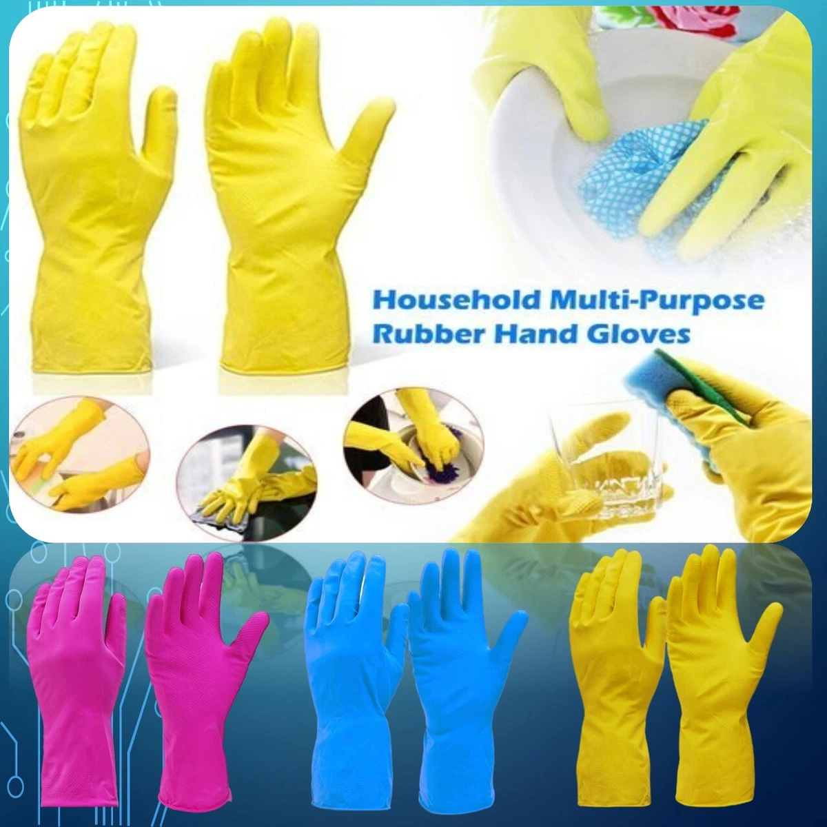 Household Rubber Gloves, Yellow Cleaning Washing Up Gloves, Non Slip Kitchen Dishwashing Gloves With Cotton Lining, Flexible Long Sleeves Reusable Waterproof Latex Gloves - View #12