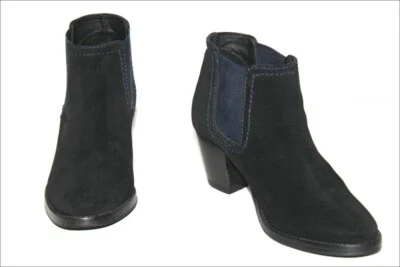MINELLI Bottines Boots Cuir Suédé Noir Bandes Elastiquées T 37 TTBE - Photo 1/4