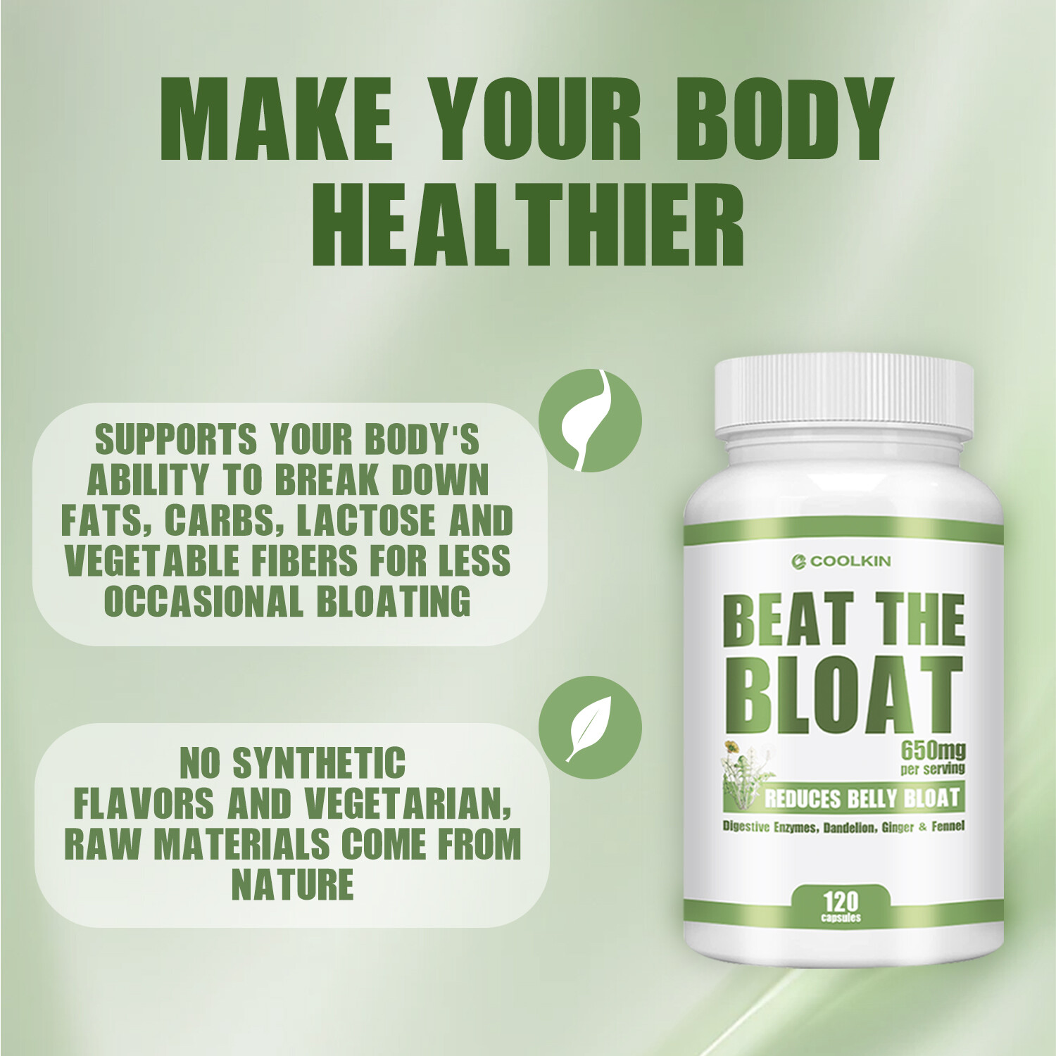 Beat The Bloat - Enzima digestivo, tarassaco, gas, sollievo dalla stitichezza, salute dell'intestino foto 6