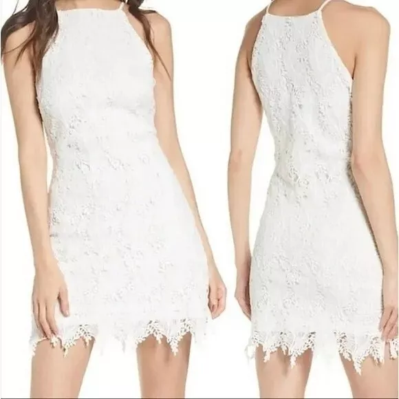 Lace halter top mini dress