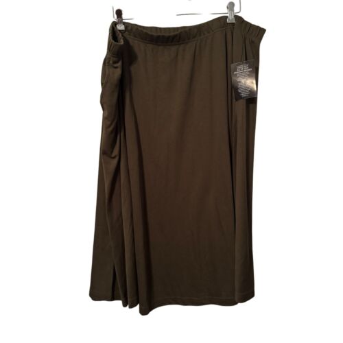 Jessica London skirt size 30W Womens Olive Green Midi Skirt With Elastic Waist