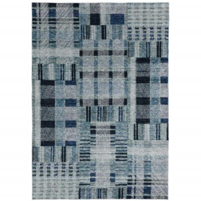 3M X 4m Blau Geometrisch Power Webstuhl Fläche Teppich