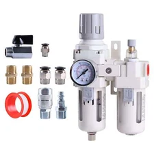 3/8" Compressed Air Filter Regulator Lubricator Combo Water/Oil Trap Separator