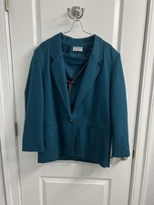 Alfred Dunner Vintage Green Blazer Suit Size 14 Top 16 Bottom