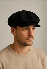 Solid Octagonal Spitfire Newsboy Cabbies Painter Beret Hat Cap