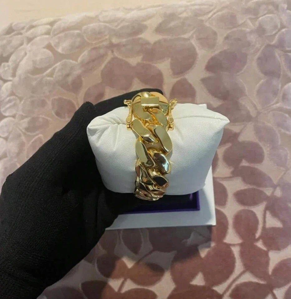 Cadenas de Titanium ® Chapada en Oro 14K Para Hombre Cadena Cubana Joyería 12 MM Foto 3 de 4