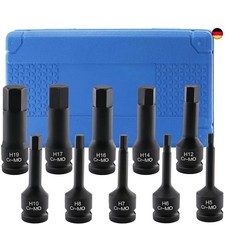 Set di 10 punte per avvitatore a percussione 1/2 pollice, H5 - H19 esagono interno Impact bit