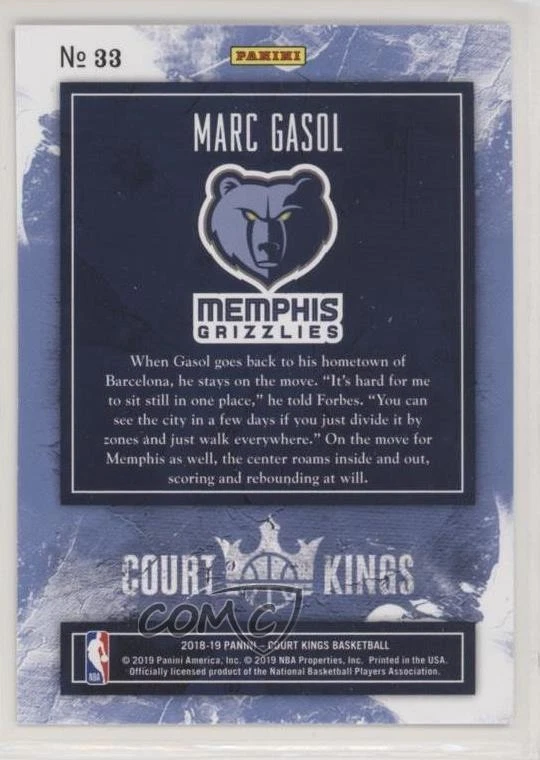2018-19 Panini Court Kings Marc Gasol #33 - Image 2 of 2
