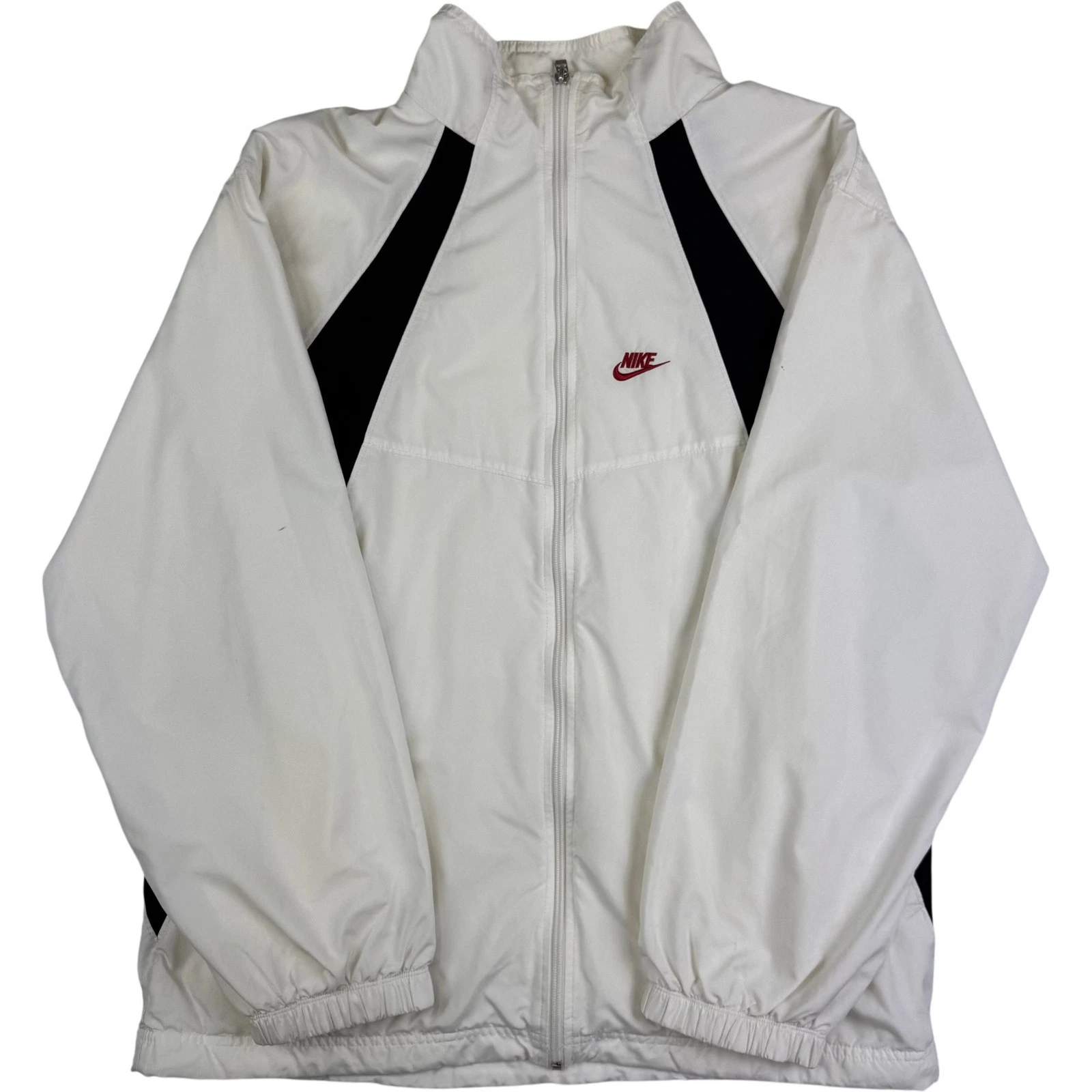 Nike Windbreaker Jacket Mens Large Y2K Full Zip Logo Sportswear White Black