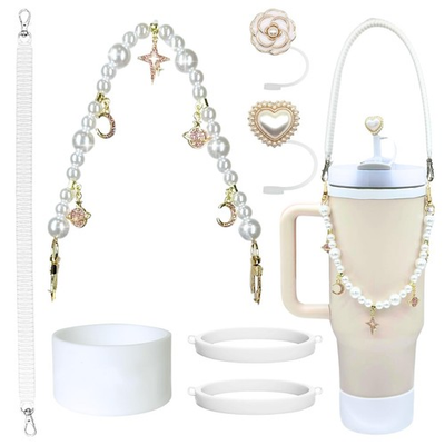 #ad Stanley Accessories Set Pearl Cup Strap Silicone Water Bottle Handle Blin... $18.22