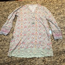 Khaadi Smart Fit Women 10 Floral Tunic Kurta Lace Hem Beaded Tassels Sage Pink