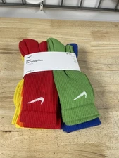 Nike Everyday Plus Cushioned Crew Socks Men’s 8-12  Rainbow 6 Pairs SX6897-903