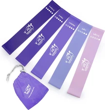 Resistance Loop Exercise Bands with Instruction Guide and Carry Bag, Set of 5