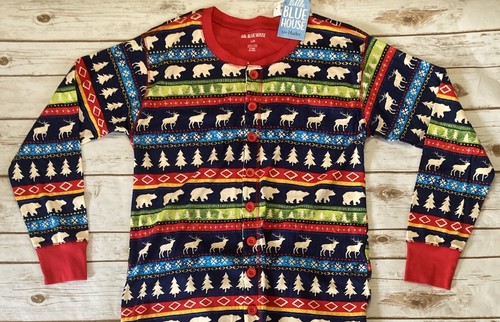 NWT LITTLE BLUE HOUSE Unisex Adult One-Piece Christmas Holiday Sleepwear Size Lg