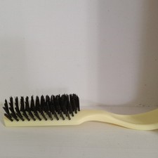 VTG Unbranded Hair Brush Nylon Bristles 6.5" Cream Plastic Handle Purse Size