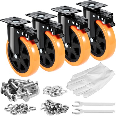 #ad Caster Wheels Swivel Plate Casters 4 Pack 6quot; Heavy Duty with Locking Brake $32.99