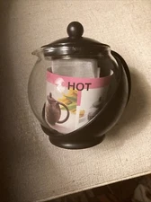 Black  Glass Tea Pot Plastic Tea Ball Removeable Basket Service Ideas